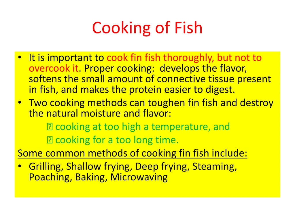 cooking of fish