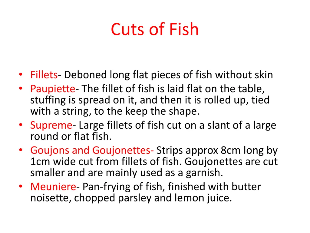 cuts of fish