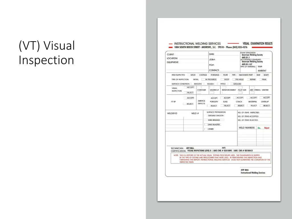 vt visual inspection