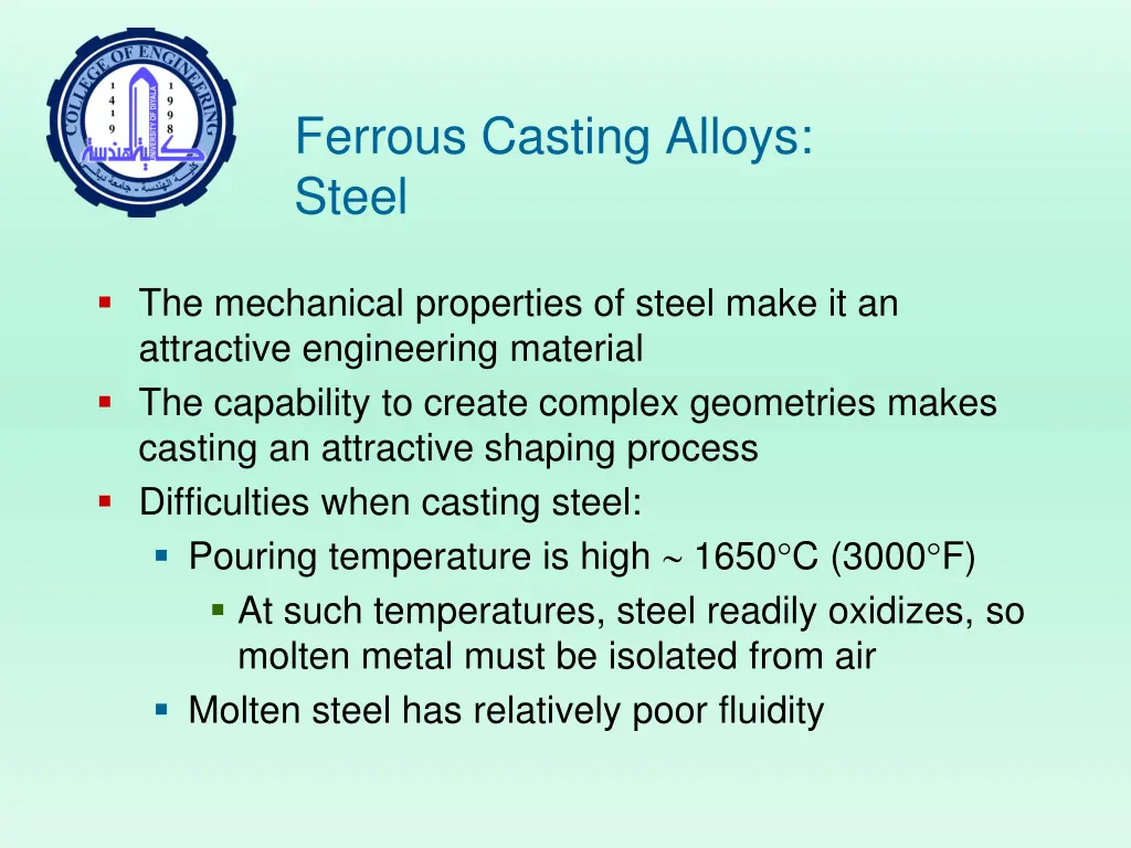 ferrous casting alloys steel