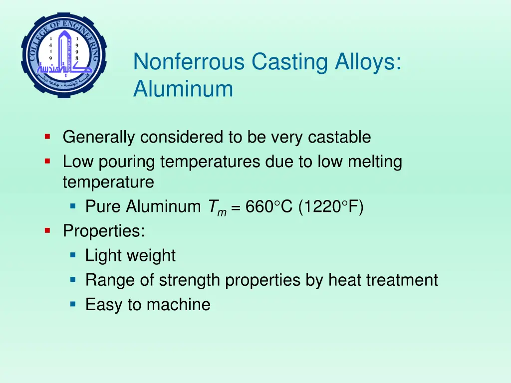 nonferrous casting alloys aluminum