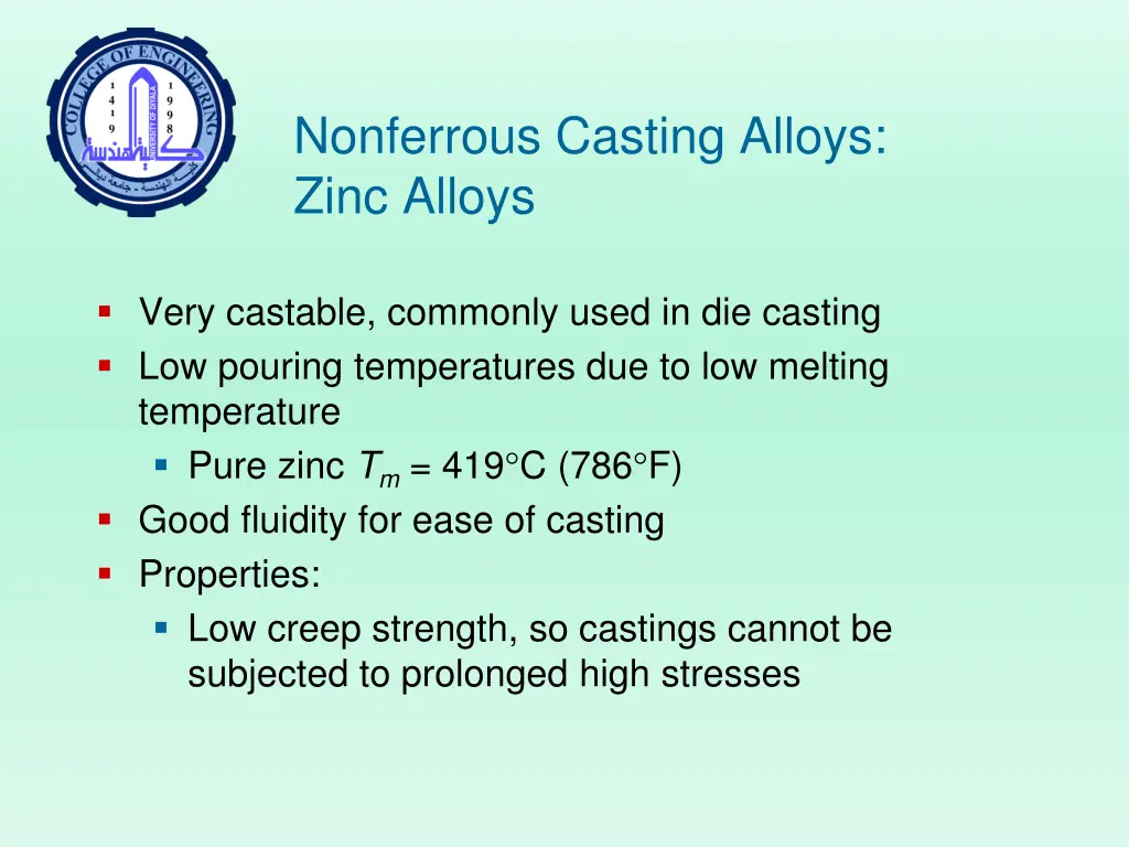 nonferrous casting alloys zinc alloys