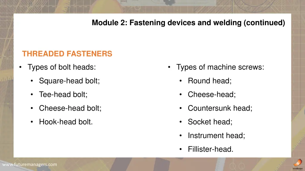 module 2 fastening devices and welding continued 4