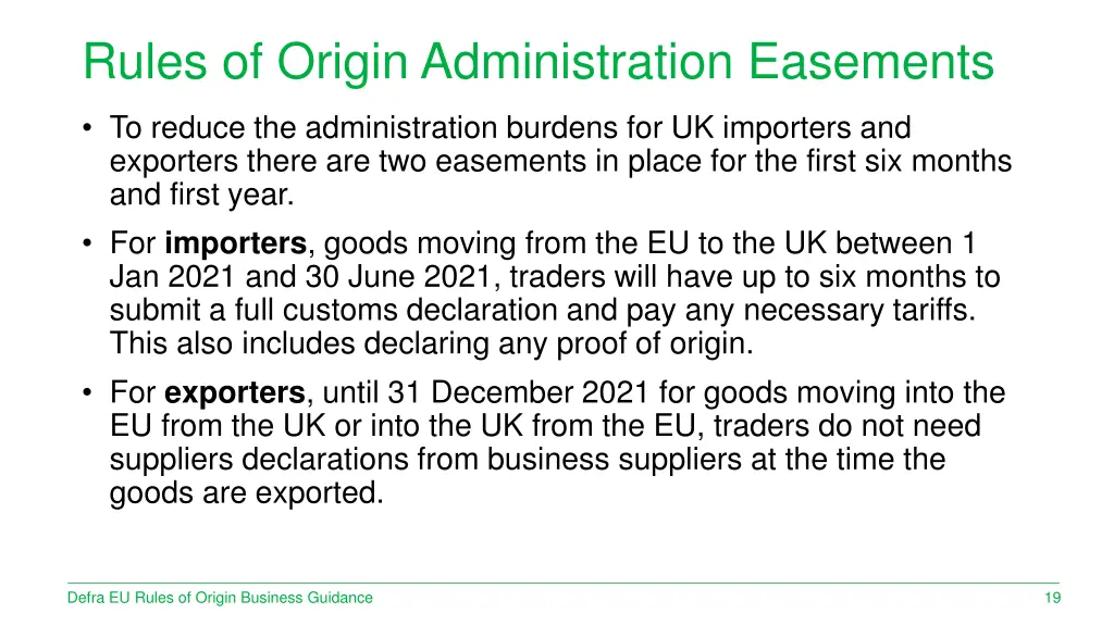 rules of origin administration easements