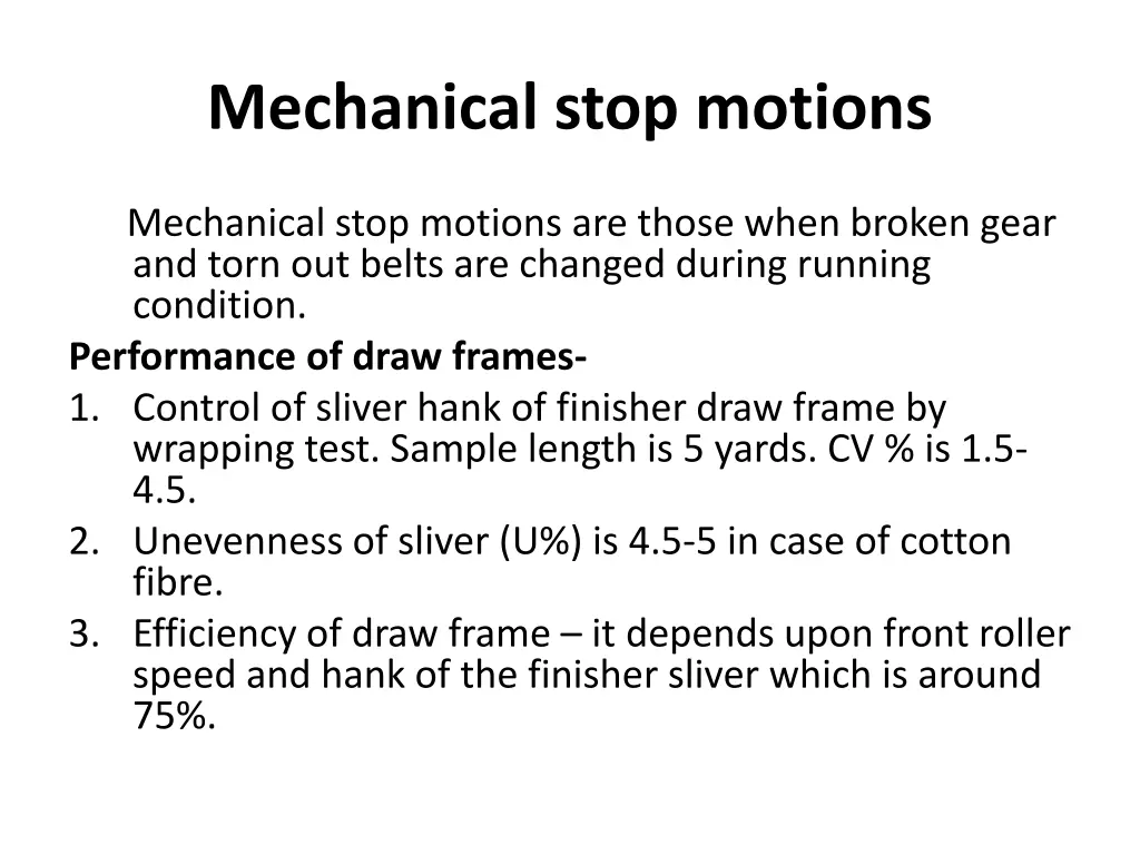 mechanical stop motions