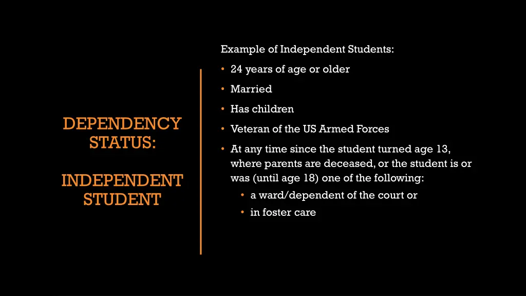 example of independent students