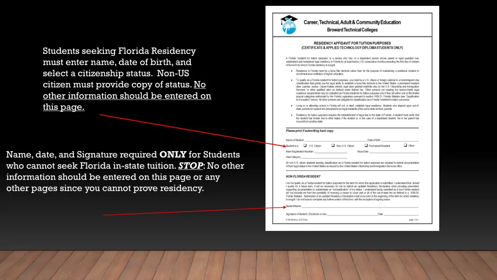 students seeking florida residency must enter