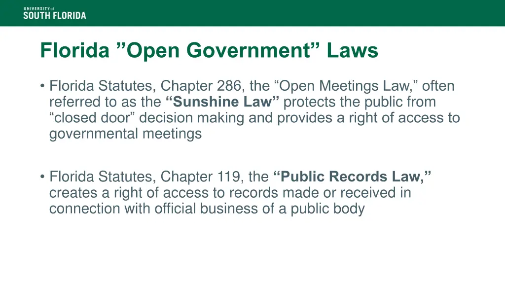 florida open government laws