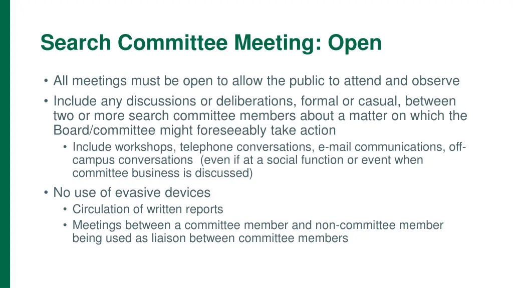 search committee meeting open