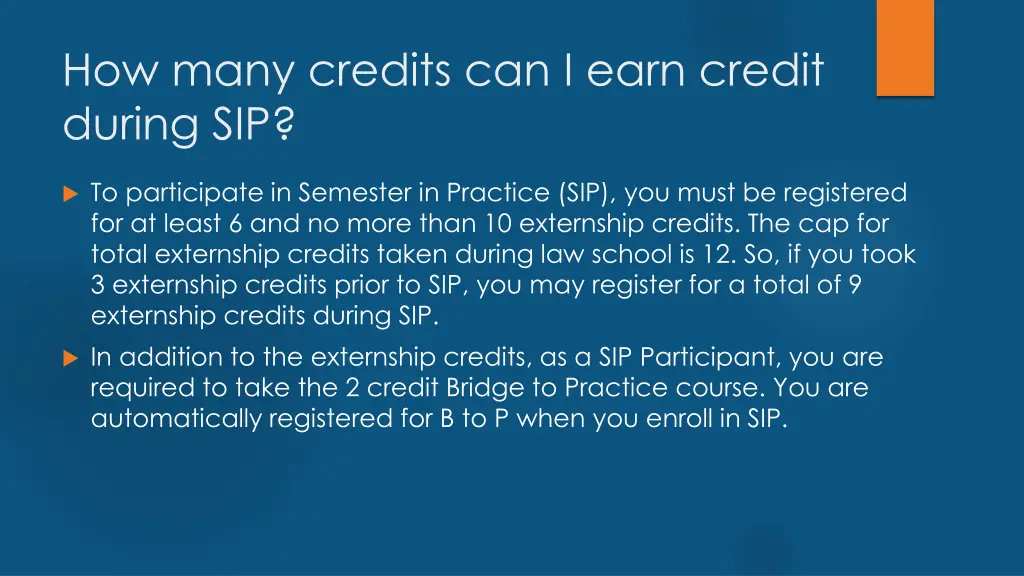 how many credits can i earn credit during sip