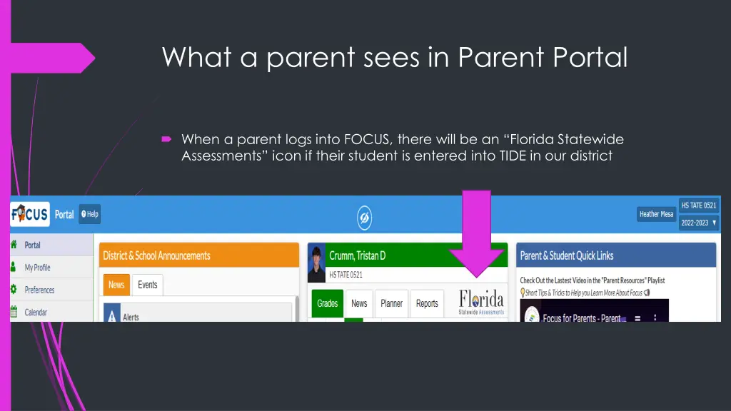 what a parent sees in parent portal