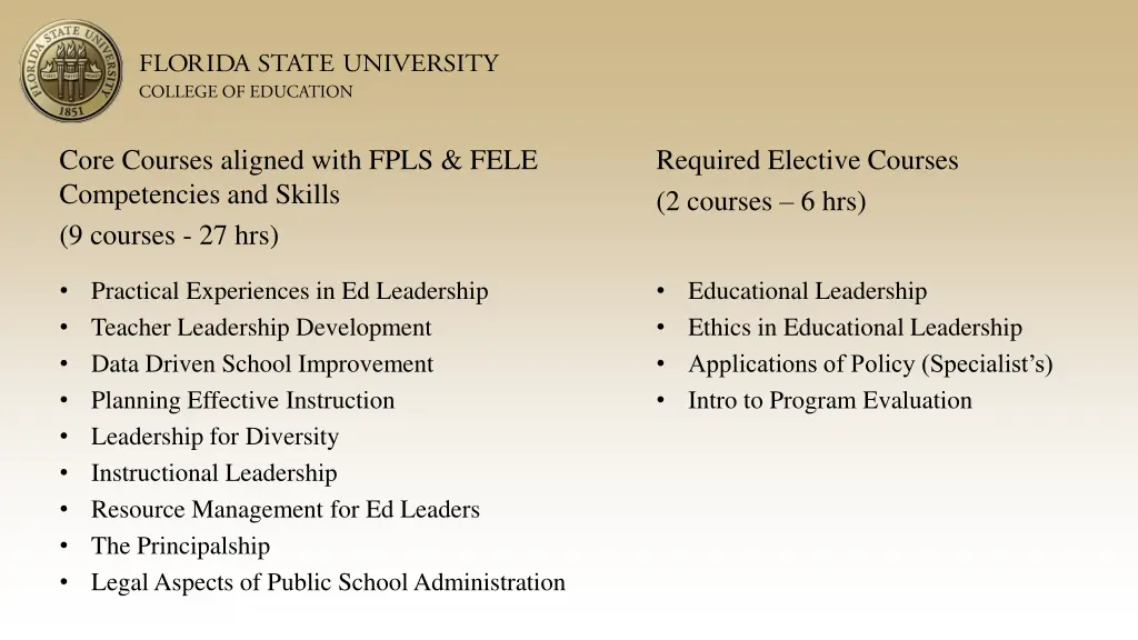 core courses aligned with fpls fele competencies