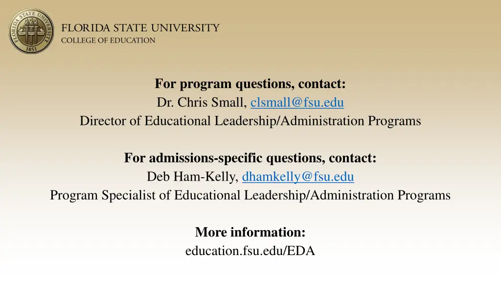 for program questions contact dr chris small