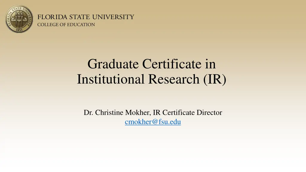 graduate certificate in institutional research ir