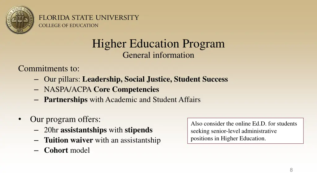 higher education program general information