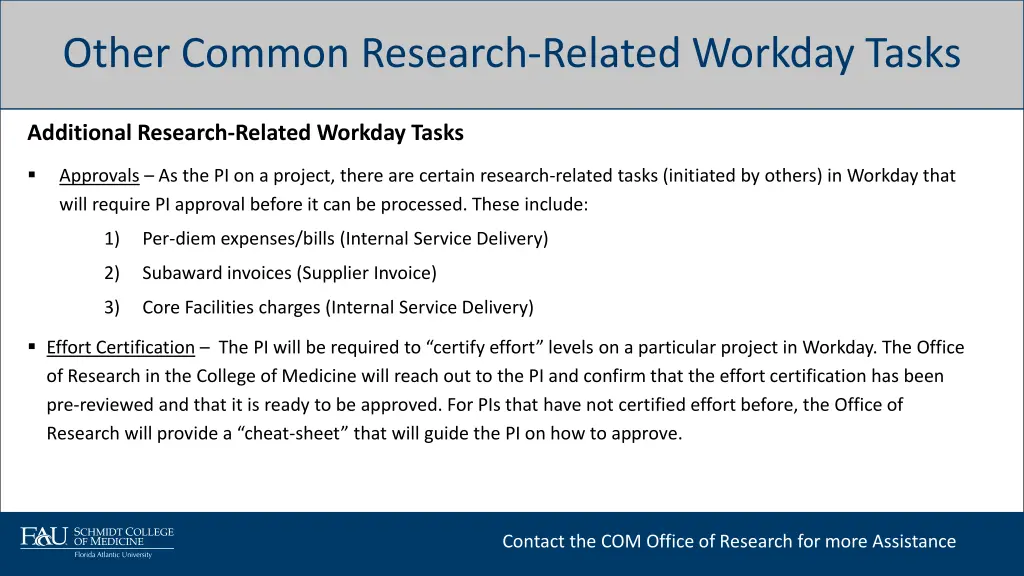 other common research related workday tasks