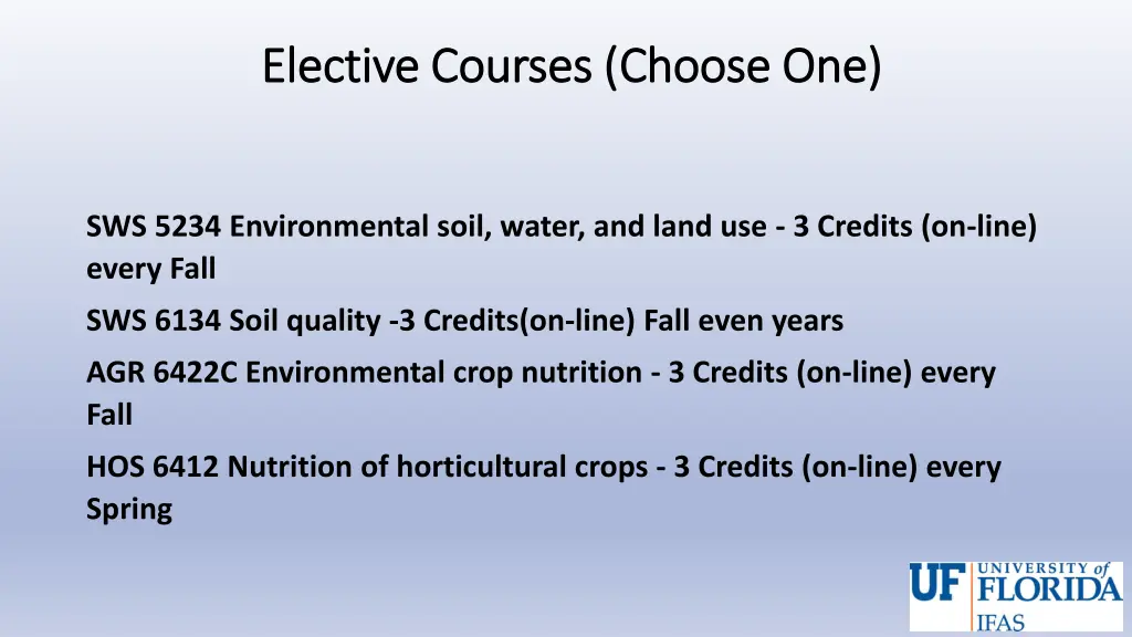 elective courses choose one elective courses