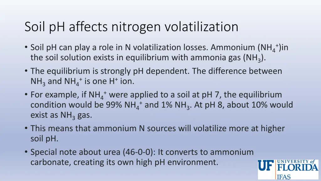 soil ph affects nitrogen volatilization