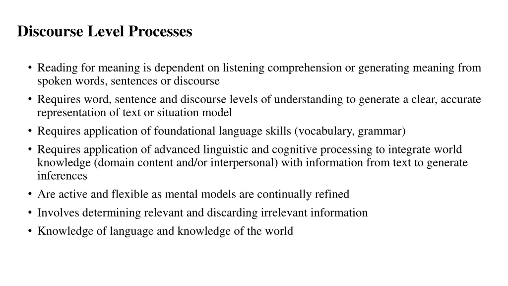 discourse level processes