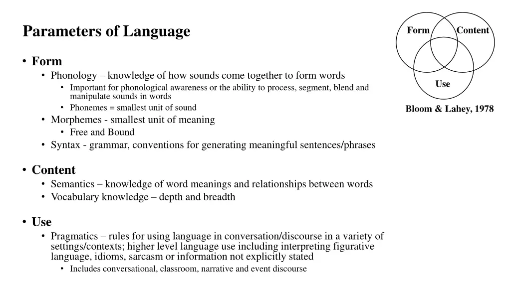 parameters of language