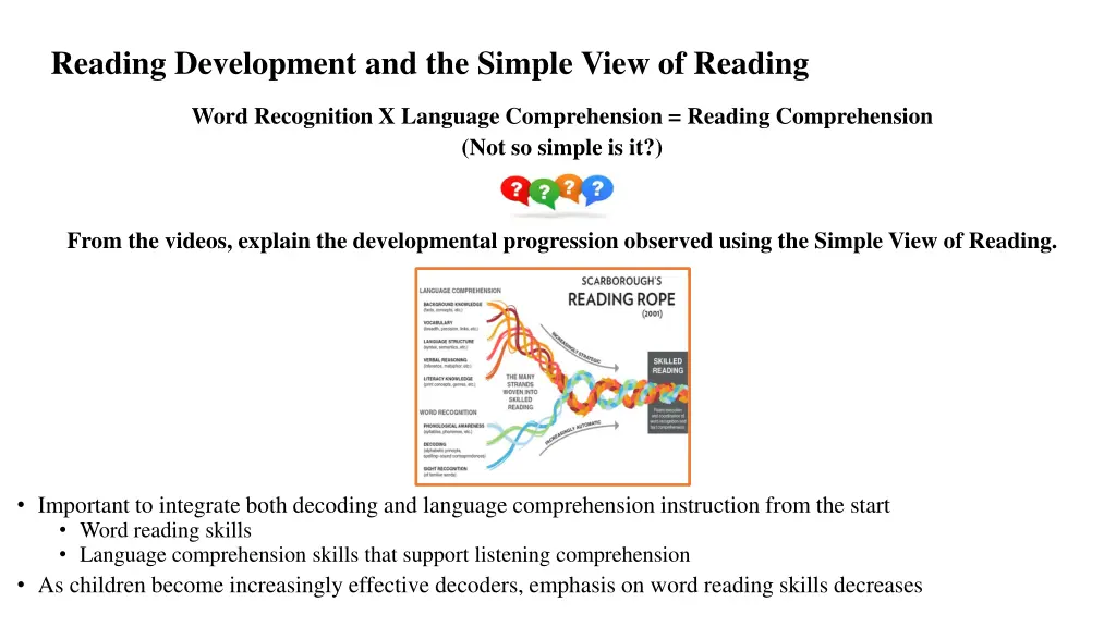 reading development and the simple view of reading