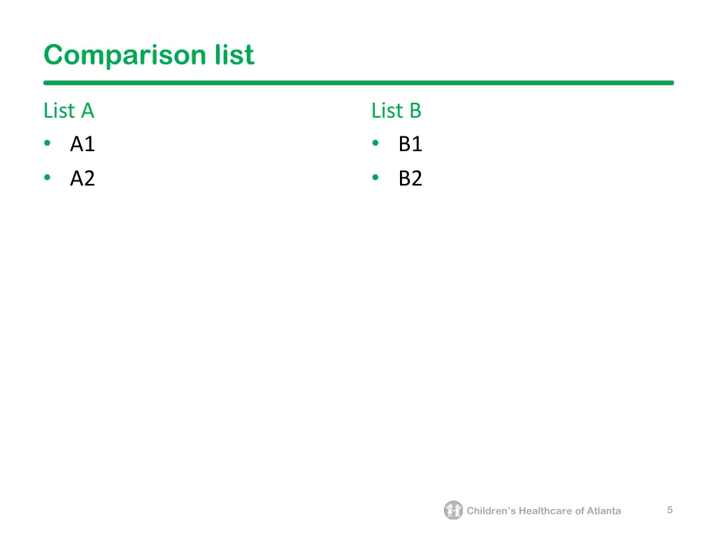 comparison list