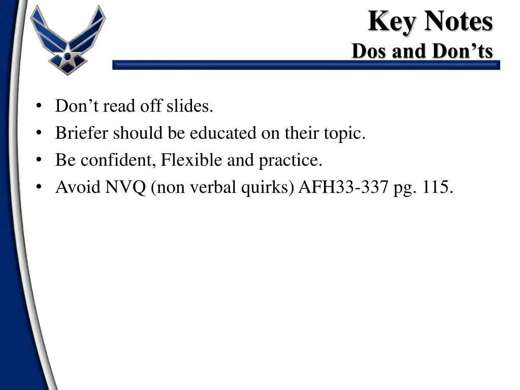 key notes dos and don ts