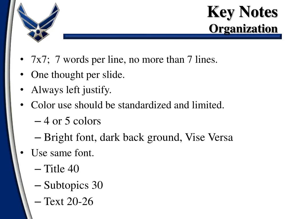 key notes organization