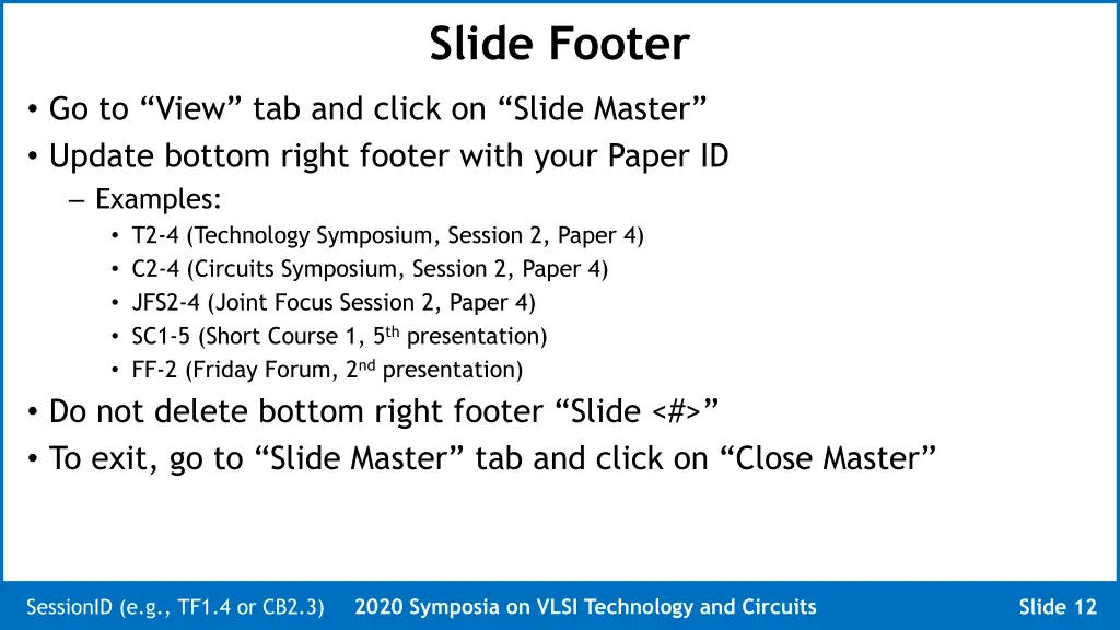 slide footer