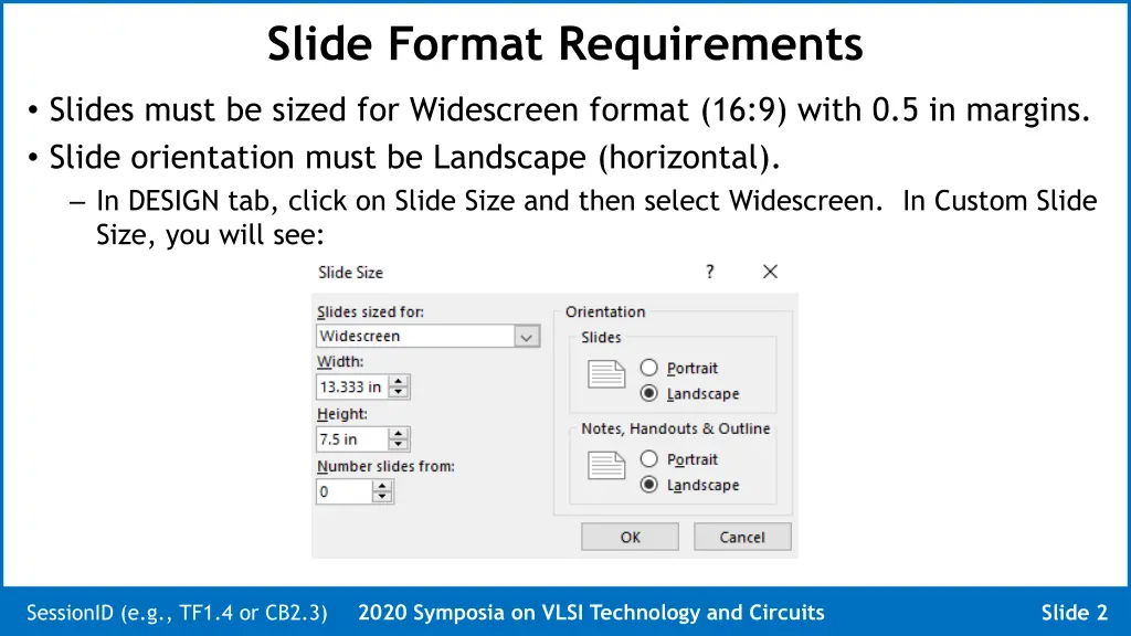 slide format requirements