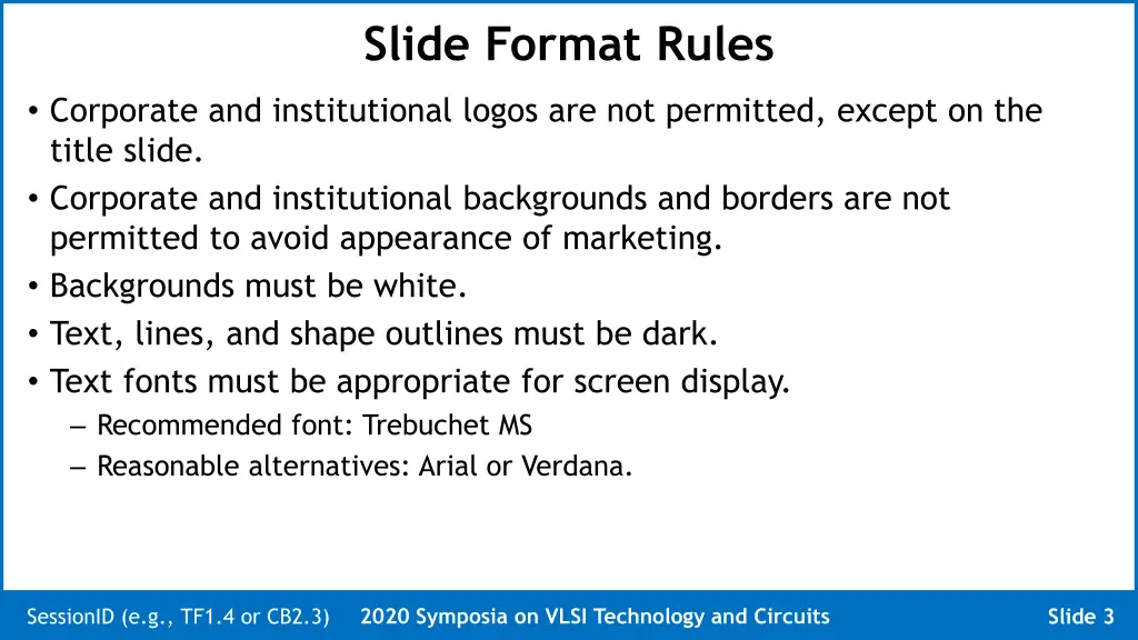 slide format rules