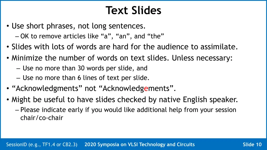 text slides