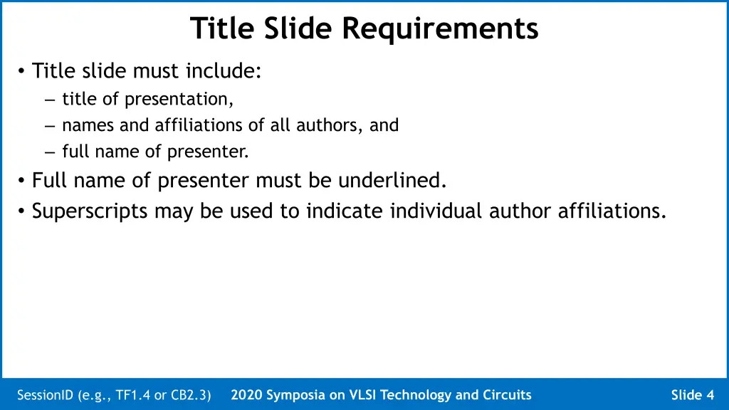 title slide requirements