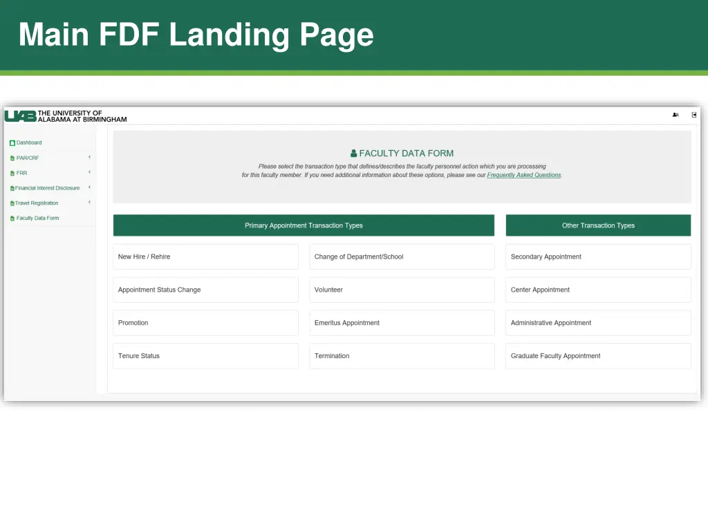 main fdf landing page