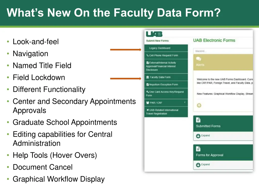 what s new on the faculty data form