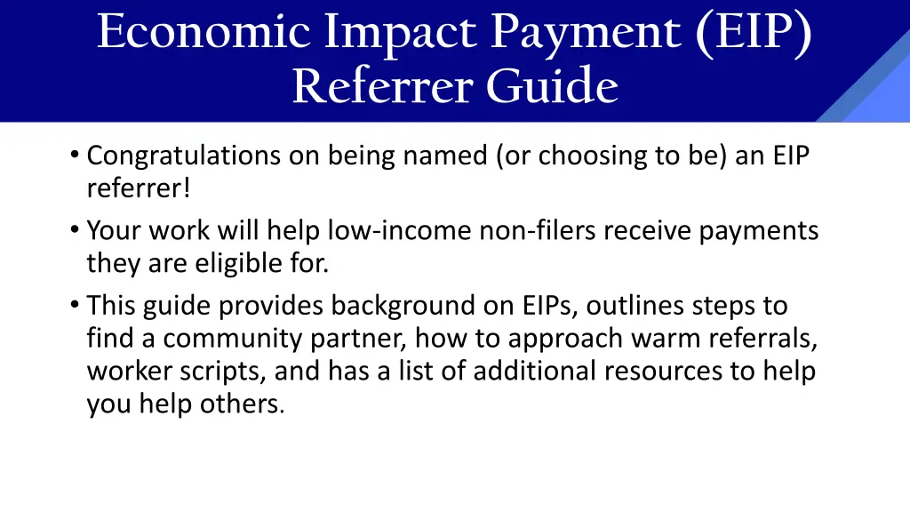 economic impact payment eip referrer guide