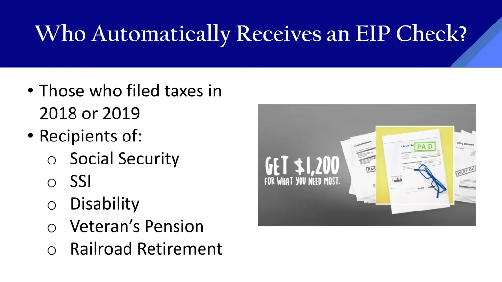 who automatically receives an eip check