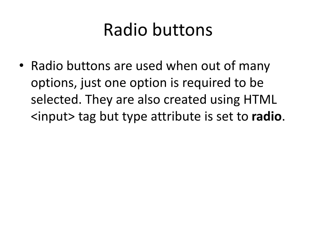 radio buttons