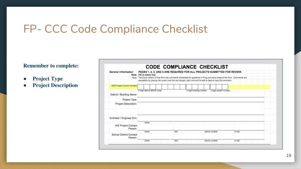 fp ccc code compliance checklist