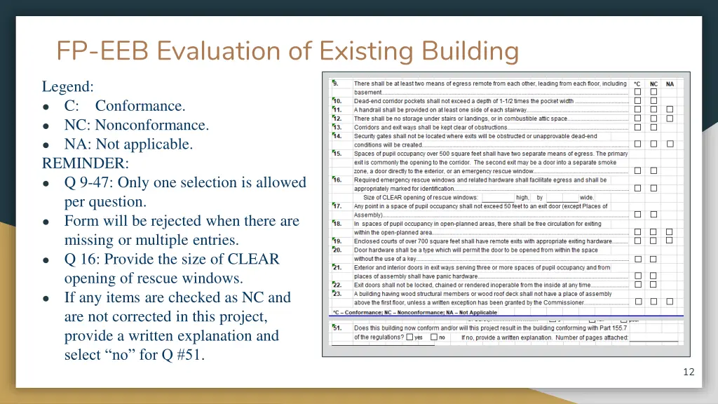 fp eeb evaluation of existing building legend