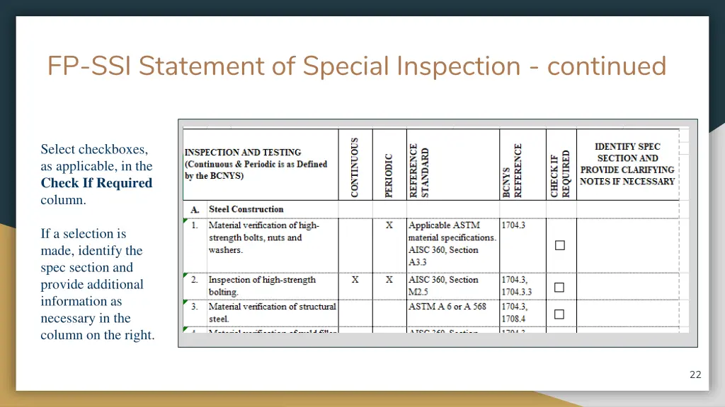 fp ssi statement of special inspection continued