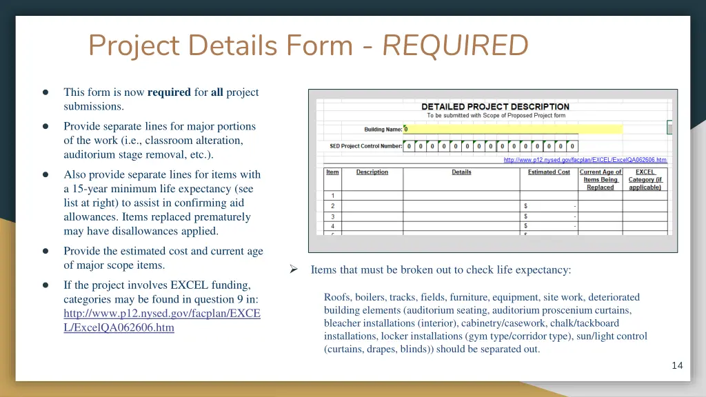 project details form required