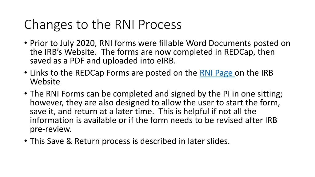 changes to the rni process