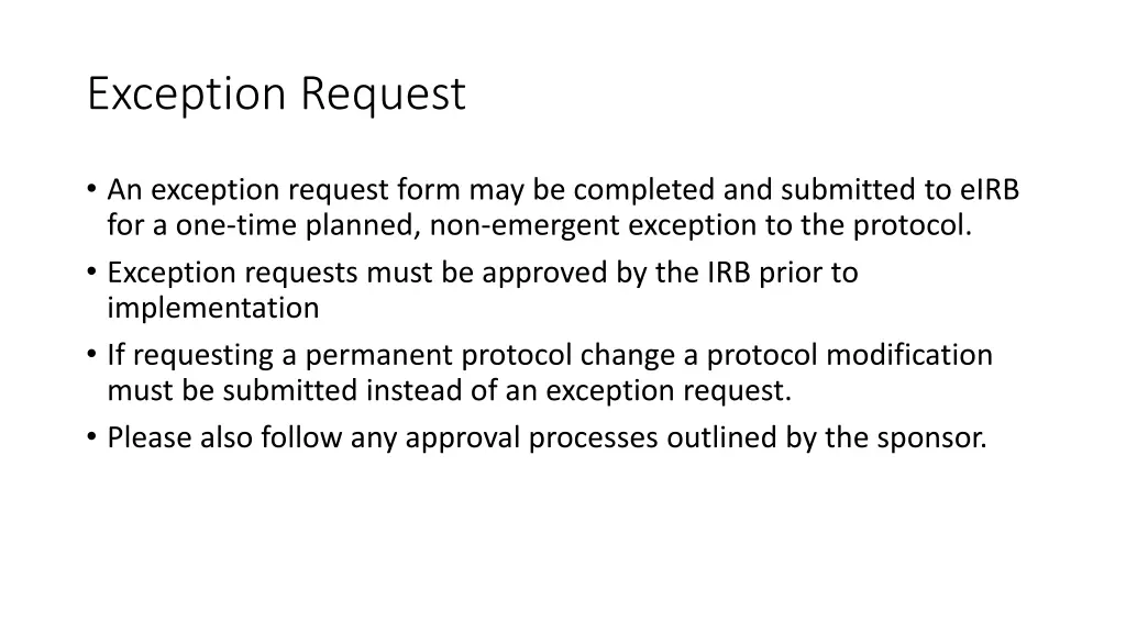 exception request