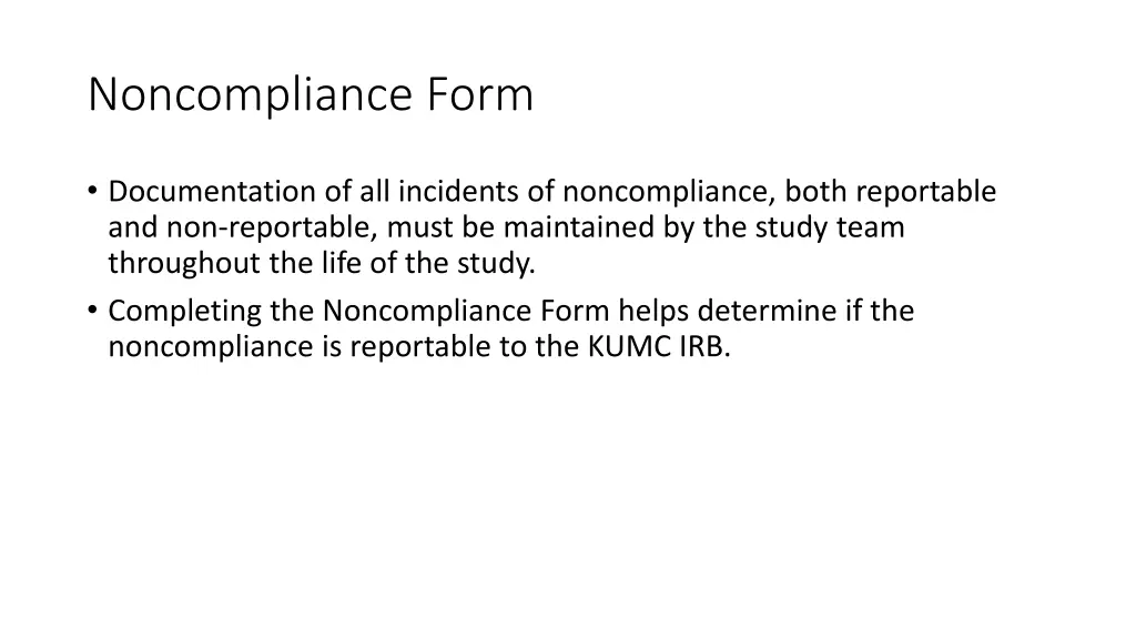 noncompliance form 1