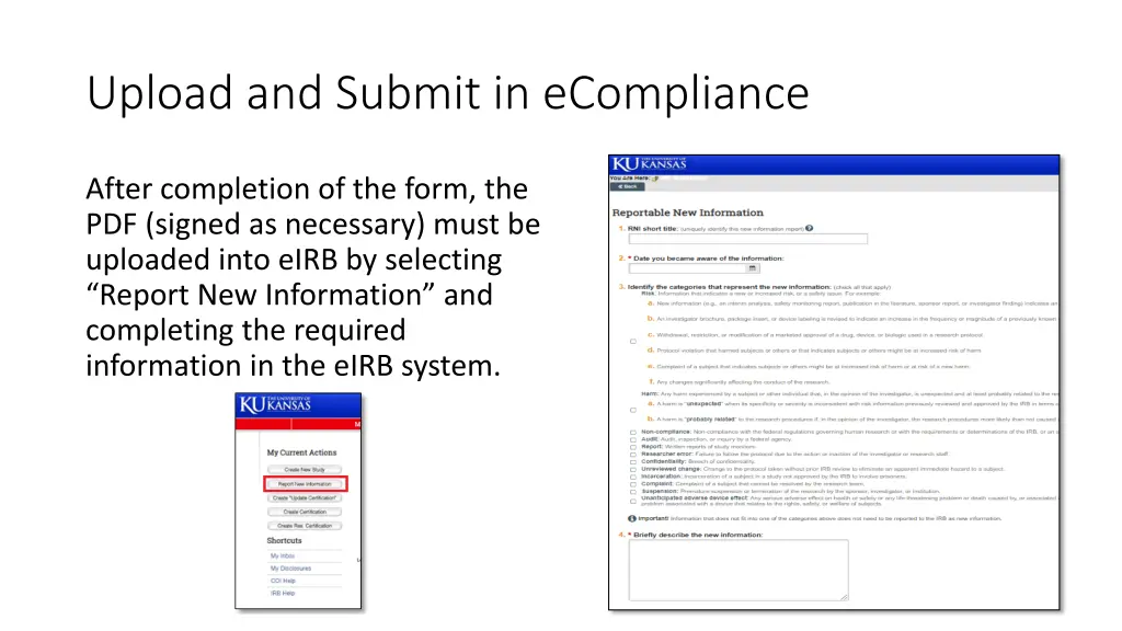 upload and submit in ecompliance