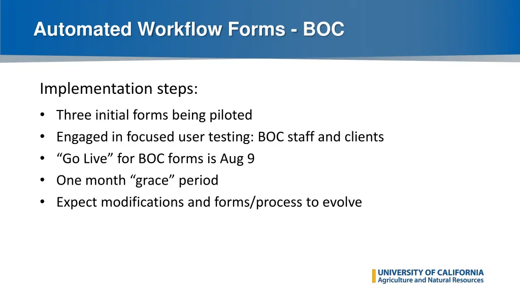 automated workflow forms boc