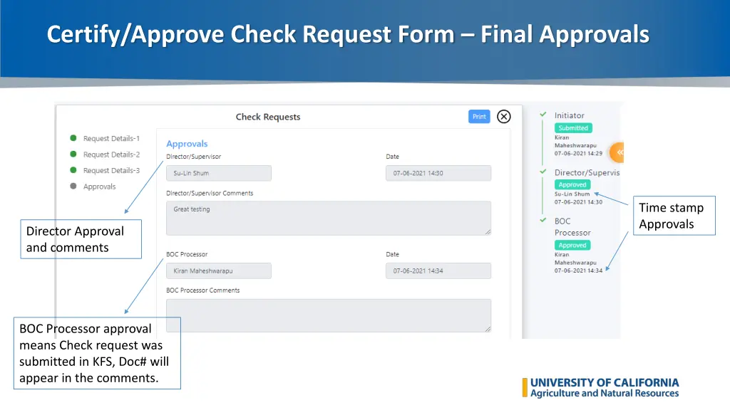 certify approve check request form final approvals