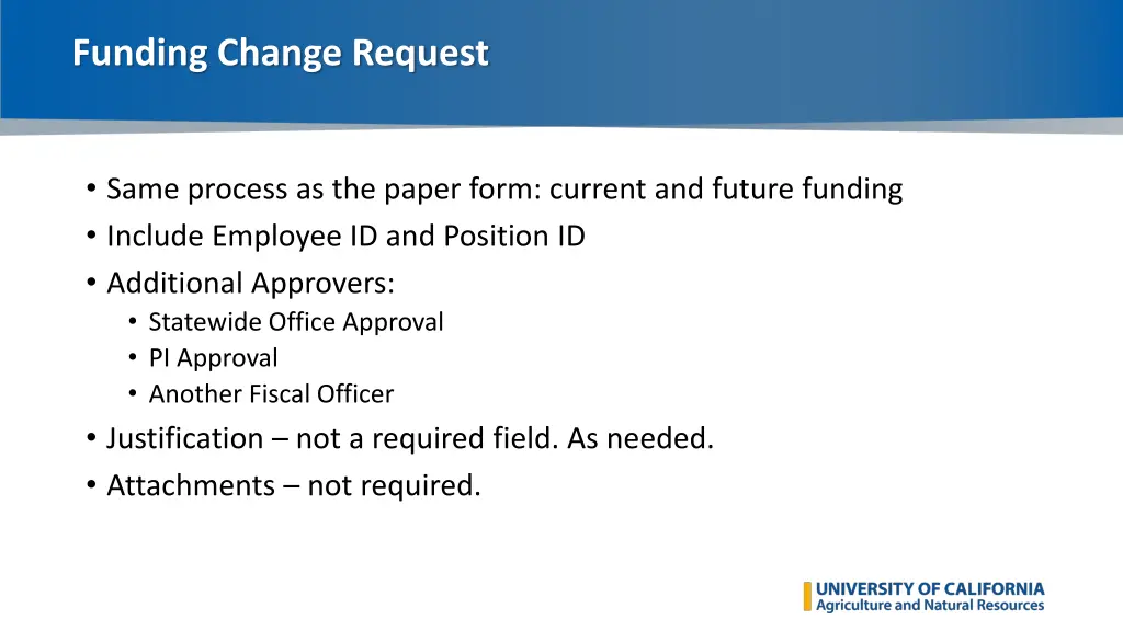 funding change request 1