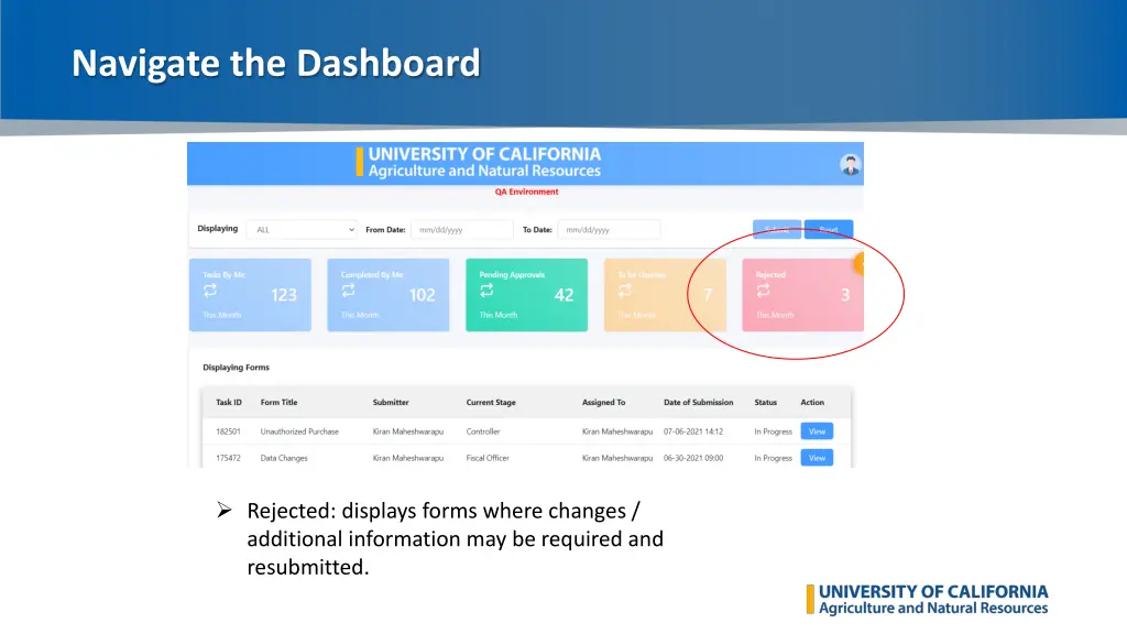 navigate the dashboard 4